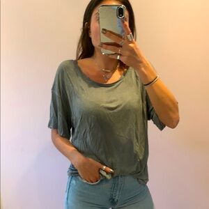 Hoodies medium Casual Gray Women's Top short sleeve tshirt scoop neck relax fit